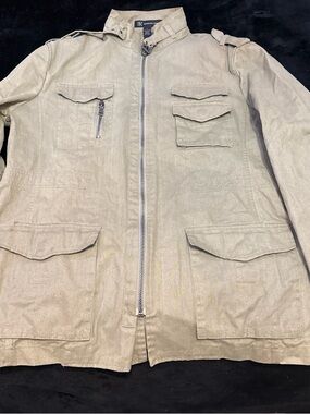 INC International Concepts Light Khaki Military Field Jacket